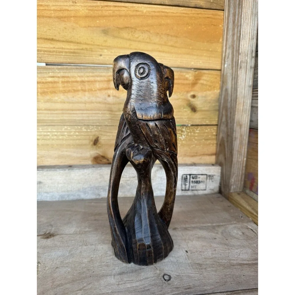 Hand Carved Wooden Parrots Carving Folk Art Jamaican‎ Birds Jamaican Decor